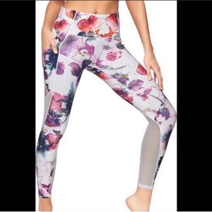 Athleta Watercolor Floral Mesh Leggings.  Size Small.